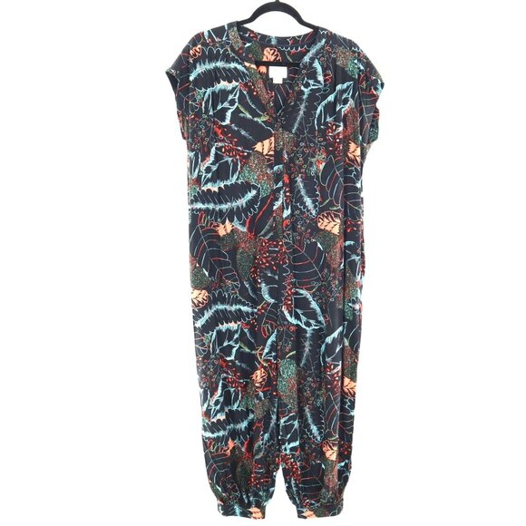 Anthropologie Black and Blue Floral Jumpsuit - Picture 2 of 11